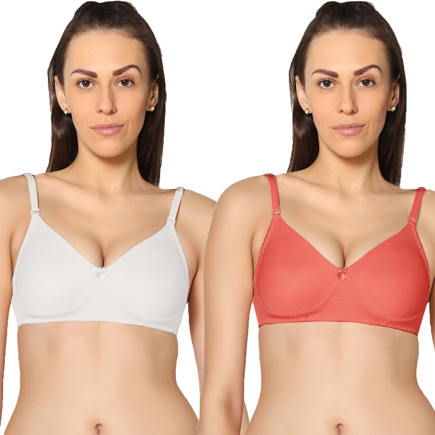 Non Padded Full Coverage Super Combed Stretch T-Shirt Every Day Bra (Pack Of 2).