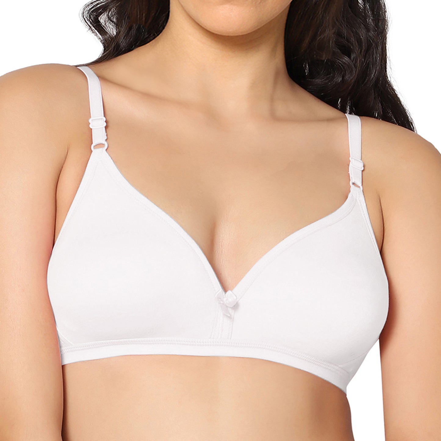 Half Coverage White Non Padded Wire Free Everyday Bra.