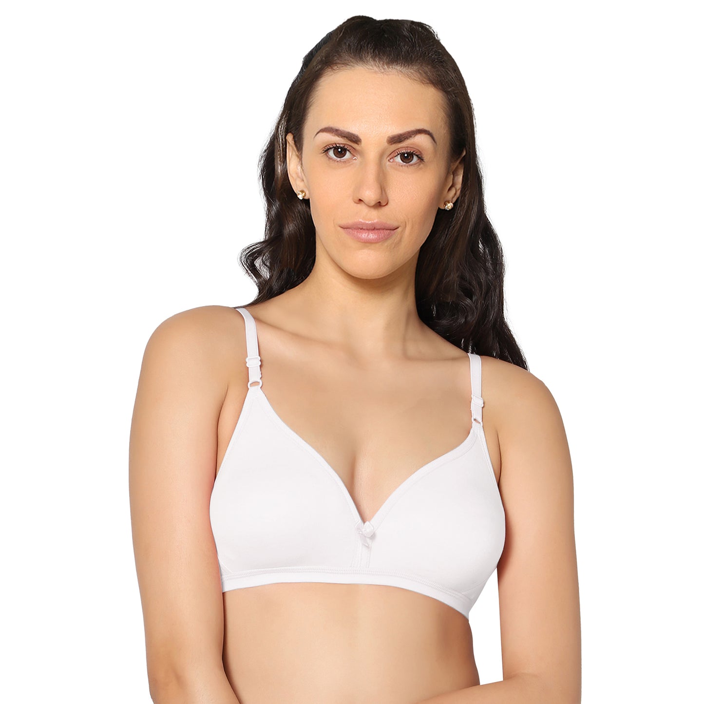 Half Coverage White Non Padded Wire Free Everyday Bra.