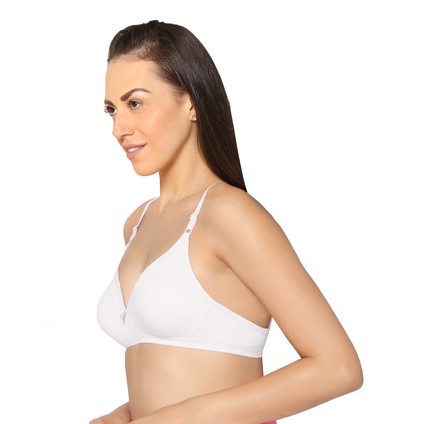 Half Coverage White Non Padded Wire Free Everyday Bra.