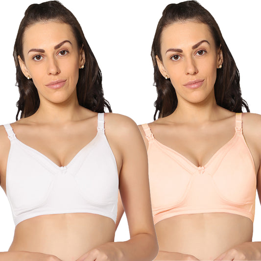 Full Coverage Non Padded All Day Comfort Feeding Bra(Pack Of 2)