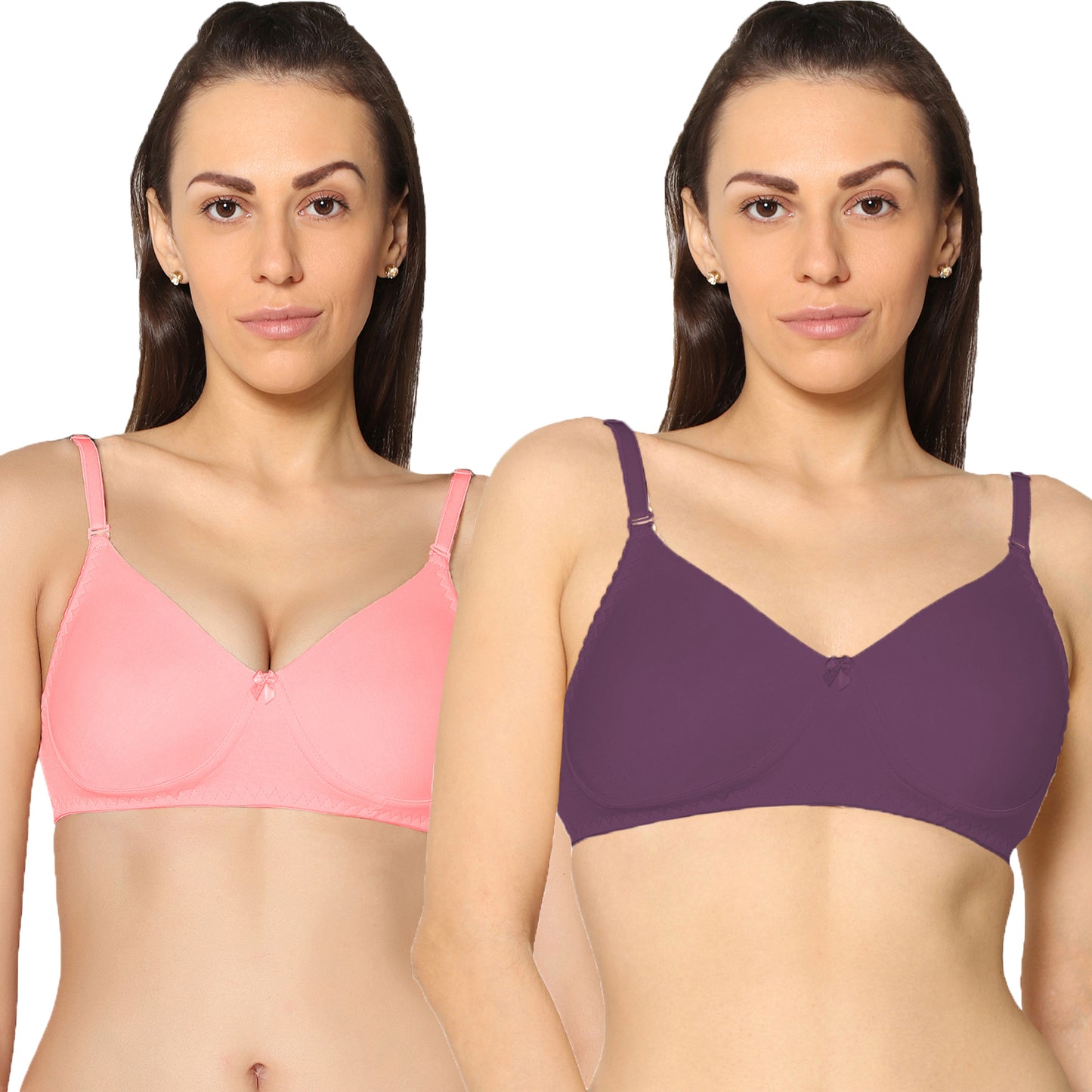 Non Padded Full Coverage Super Combed Stretch T-Shirt Every Day Bra (Pack Of 2).