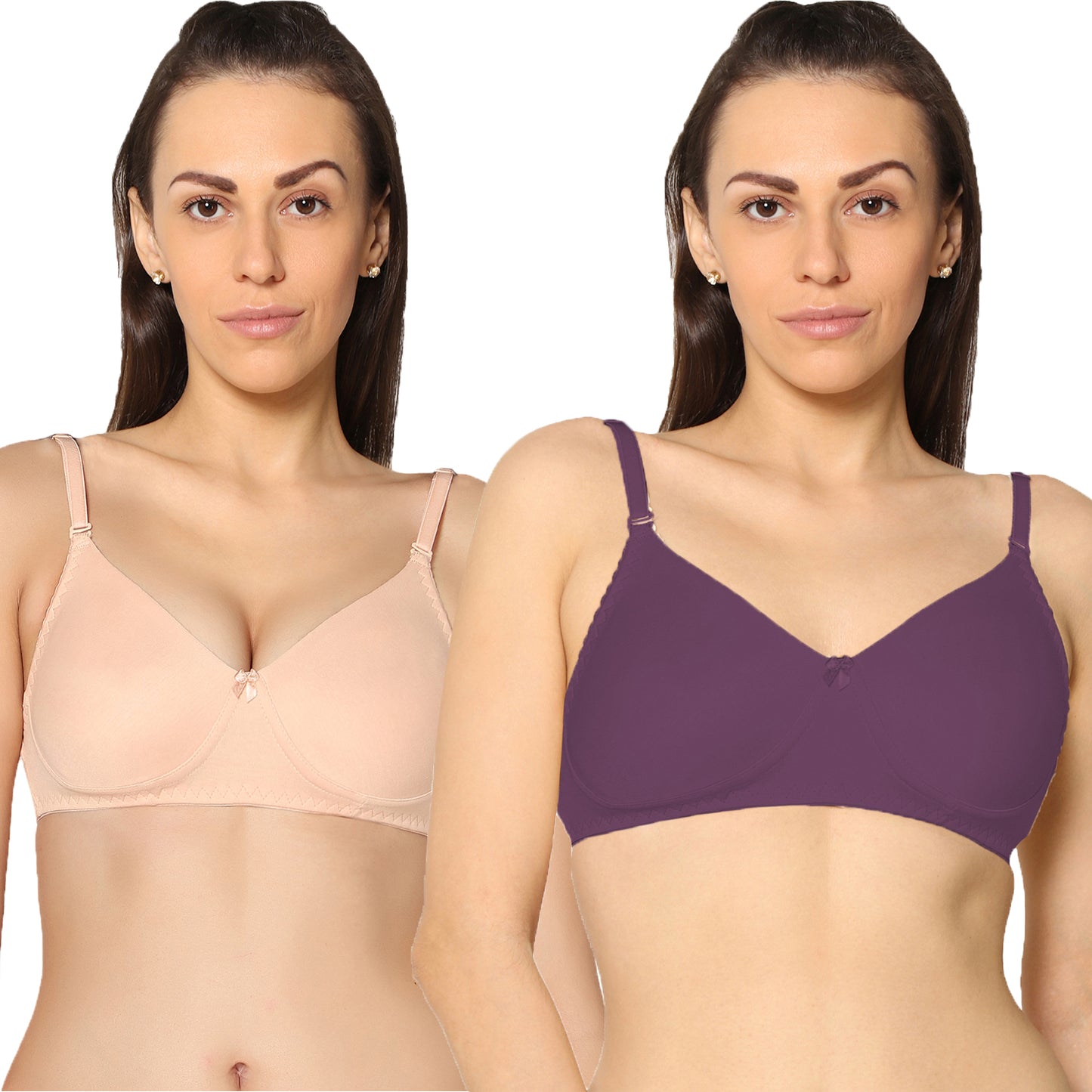 Non Padded Full Coverage Super Combed Stretch T-Shirt Every Day Bra (Pack Of 2).