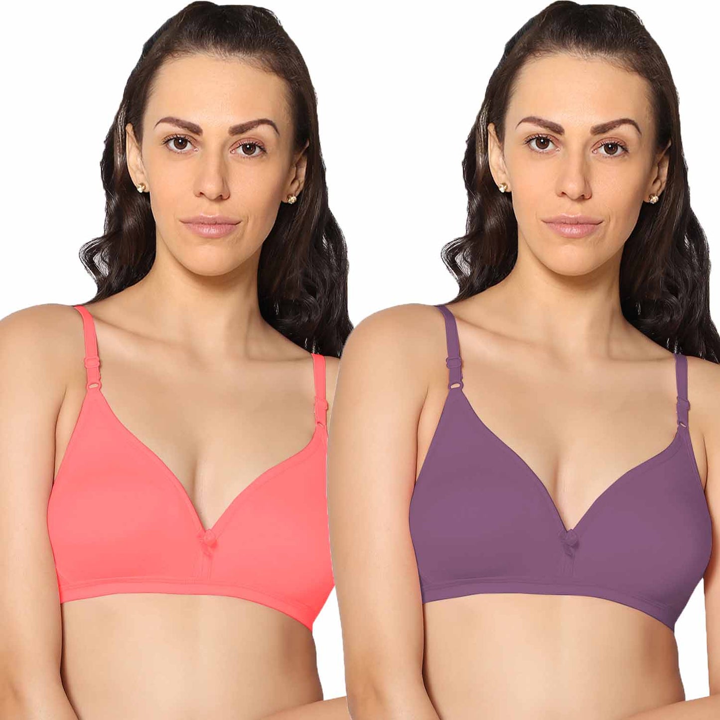 Half Coverage Non Padded Wire Free Everyday Bra Pack Of 2.