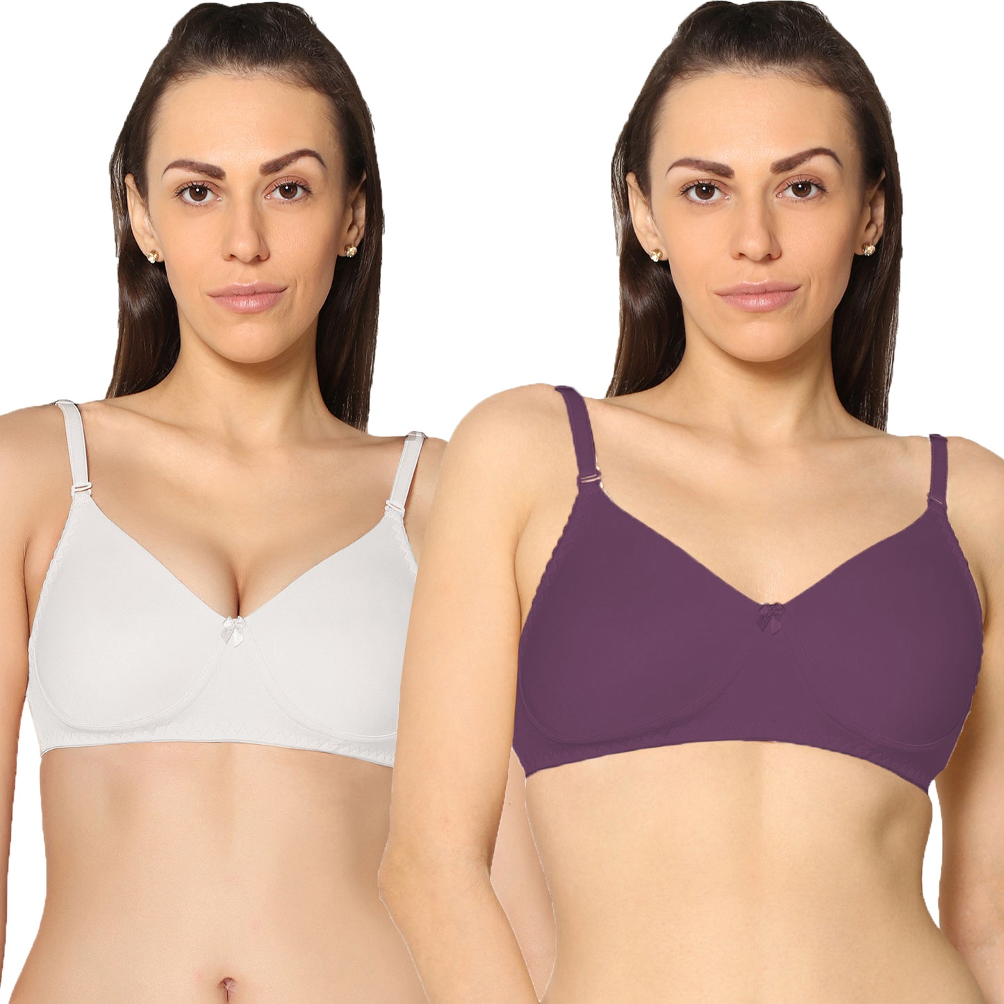 Non Padded Full Coverage Super Combed Stretch T-Shirt Every Day Bra (Pack Of 2).